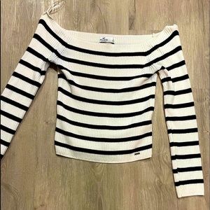 Hollister off the shoulder striped sweater